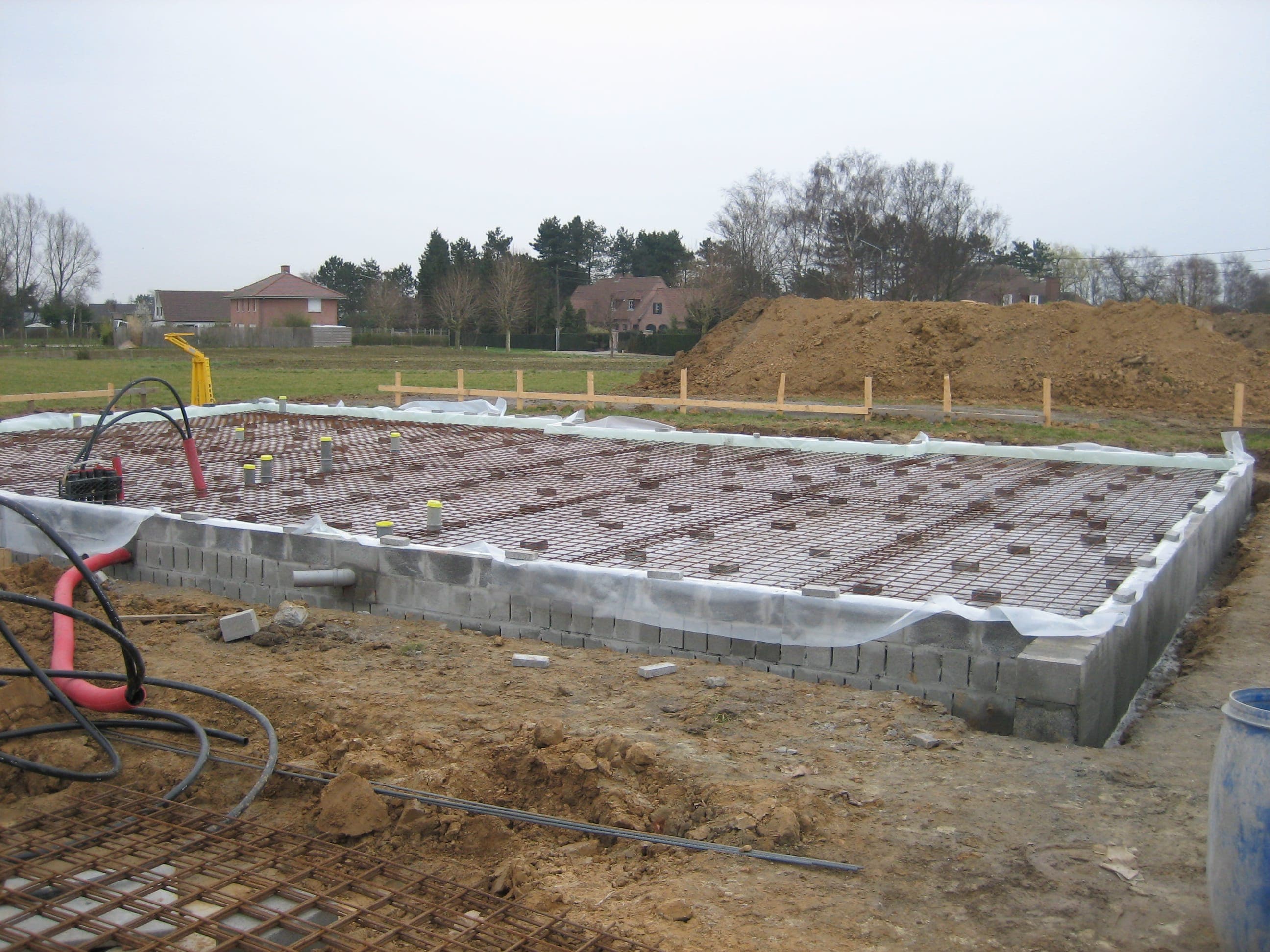 Betonwerken fundering op de werf